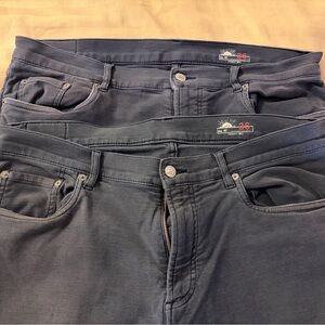 2 - Faherty Stretch Terry 5 Pocket Pant Men 36x25 Gray Stretch Preppy Casual
